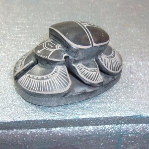 H-155 EGYPTIAN SCARAB BEETLE ALBASTER STONE DECOR
